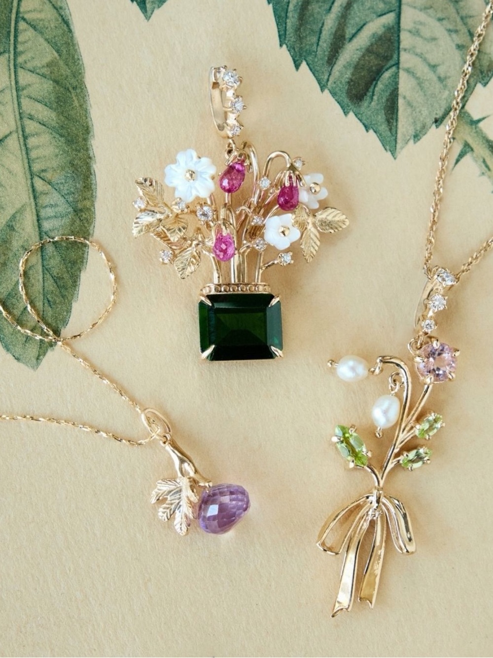 CATBIRD Neighbor’s Fig Tree Charm 14K Yellow Gold Catbird Fig Charm